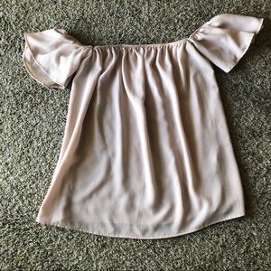 Off the Shoulder Light Pink Shirt